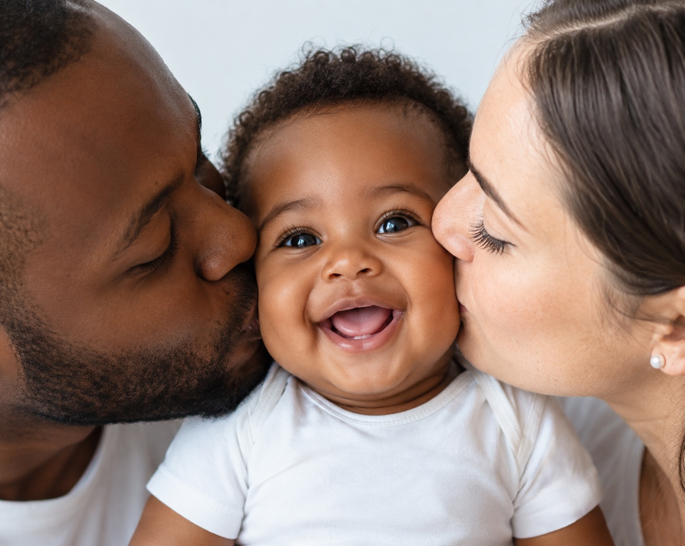 Des parents embrassent leur bébé